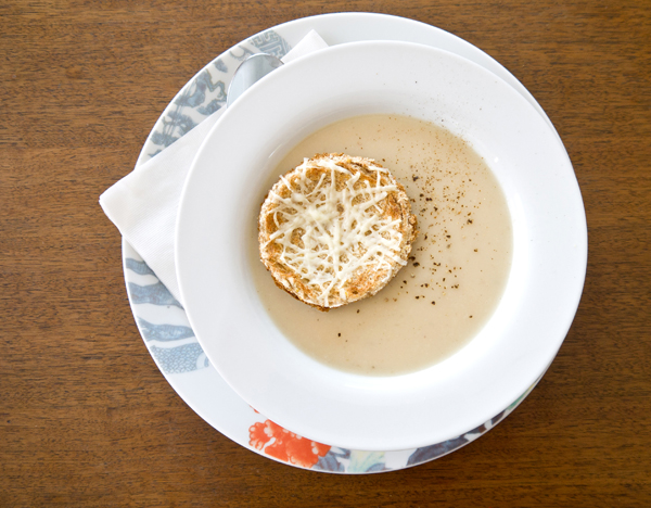 Roasted celery root soup with fresh cracked black pepper